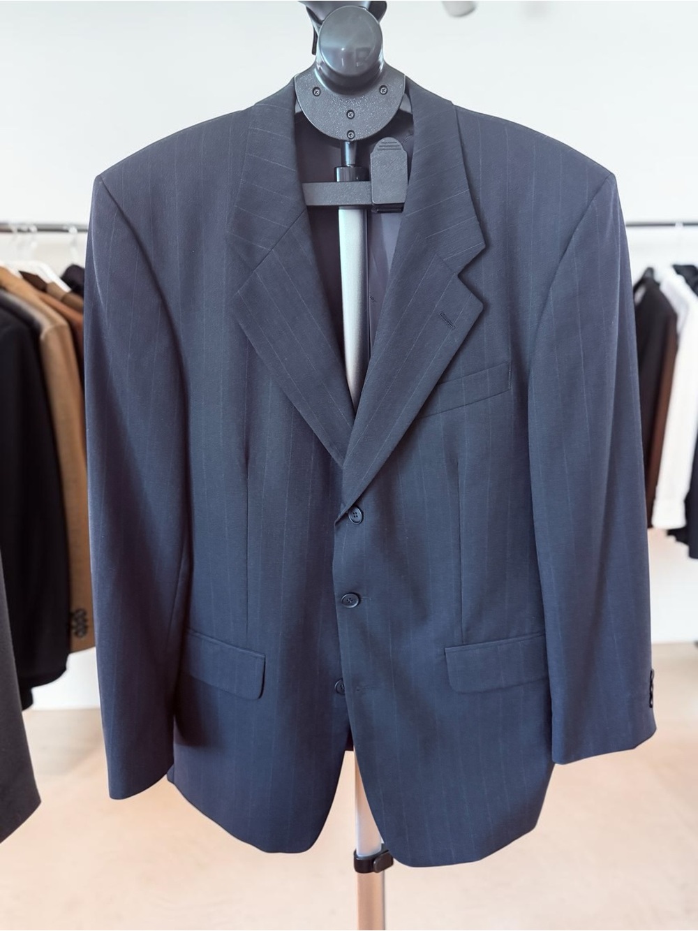 Vintage YSL for Dillard's Navy Pinstripe Blazer 3 Button Made in Canada